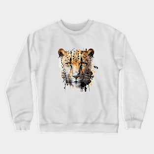 Panther Portrait Animal Painting Wildlife Outdoors Adventure Crewneck Sweatshirt